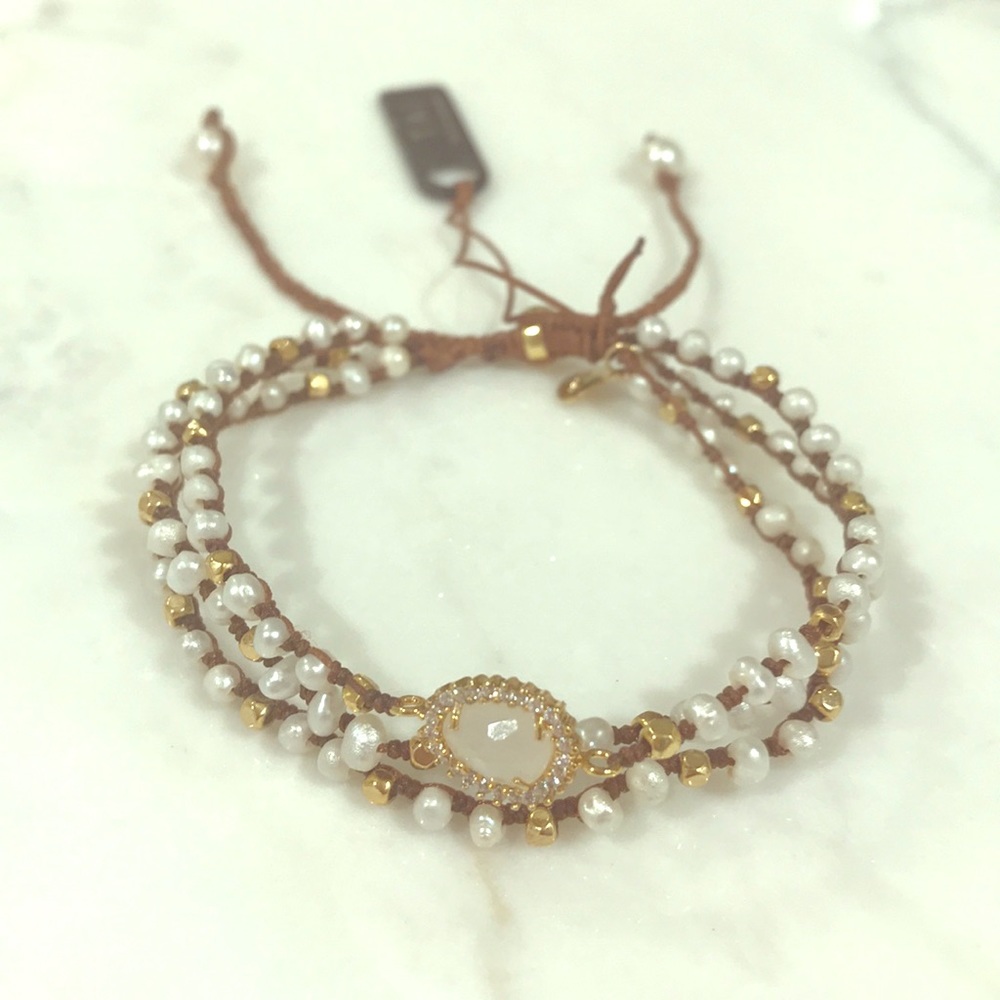 TAI Triple Strand Beaded Pull-Tie Bracelet